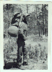 Warren Rogers with 1930's
homemade P.C.T. backpack.